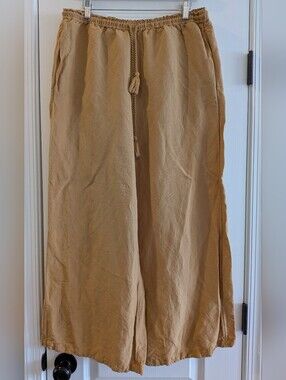 Anthropologie Wide-Leg Drawstring Pants in Camel